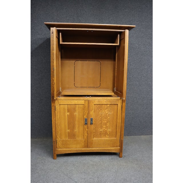 Brown Stickley Mission Oak Entertainment Center / Cabinet, Arts & Crafts Style For Sale - Image 8 of 18