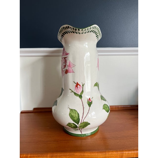 Victorian Vintage Furnivals Hand Painted Rose Water Jug Pitcher For Sale - Image 3 of 9