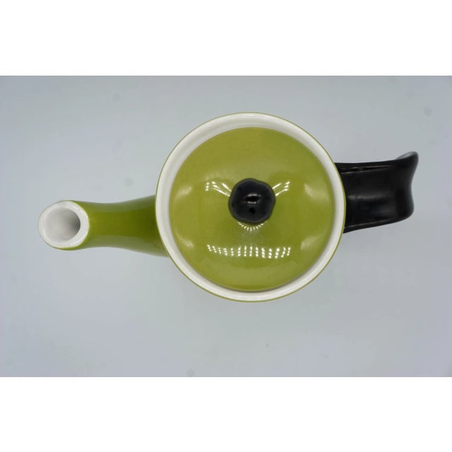 Bauhaus 2000s California Pantry Avocado Green Ceramic Tea Pot For Sale - Image 3 of 5