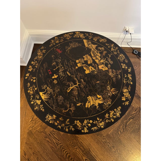 Late 19th Century A 19th Century English Regency Chinoiserie Black and Parcel-Gilt Lacquered Center Table For Sale - Image 5 of 5