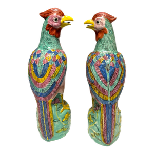 Chinese Famille Rose Porcelain Phoenixes--a Pair