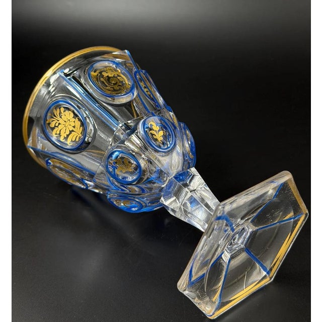 Gilt and Blue Enamel Art Glass Goblet, Late 19th Century For Sale - Image 9 of 11