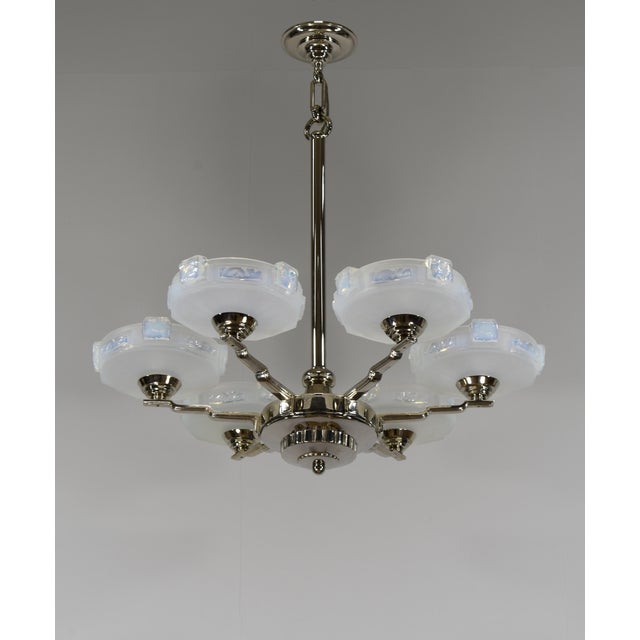 Ezan French Art Deco Chandelier by J. Gauthier Ezan & H. Renon 1930s France - 2 Available For Sale - Image 4 of 15
