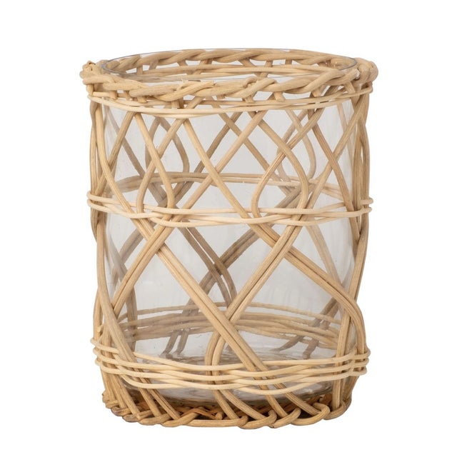 Moss Green Bamboo Wicker Hurricane Large