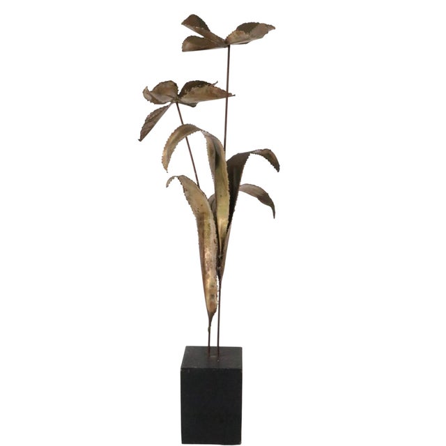 Curtis Jere Brutalist Torch Cut Metal Flower After Jere C. 1970's For Sale - Image 4 of 6