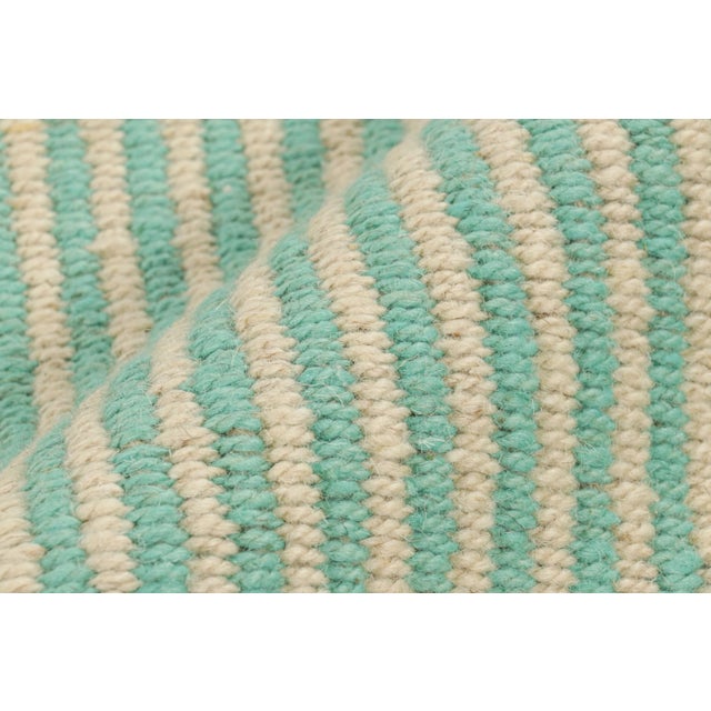 Textile Rug & Kilim’s Contemporary Kilim in Blue and Beige Geometric Stripes For Sale - Image 7 of 8