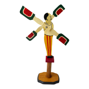 Vintage Folk Art Whirligig – Man Juggling Watermelons