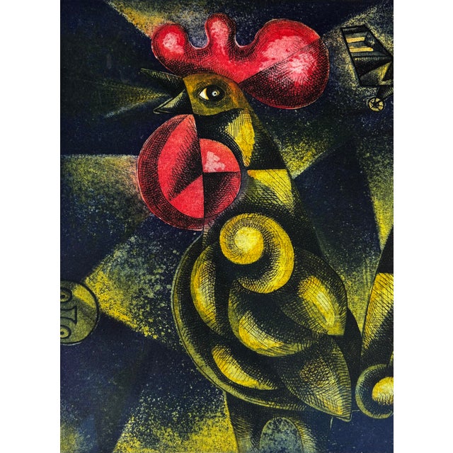 Late 20th Century Carlos Luna Artist Proof Rooster and Airplane Serigraph Print, "El Adios" For Sale In Miami - Image 6 of 8