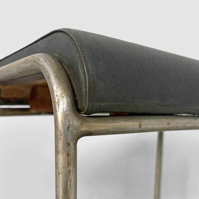 1930s Italian Art Deco Stool in Metal and Faux Leather, 1930s For Sale - Image 5 of 16