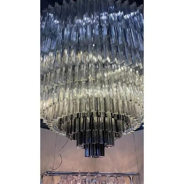 Transparent and Black Triedro Murano Glass Chandelier by Simong For Sale - Image 9 of 10