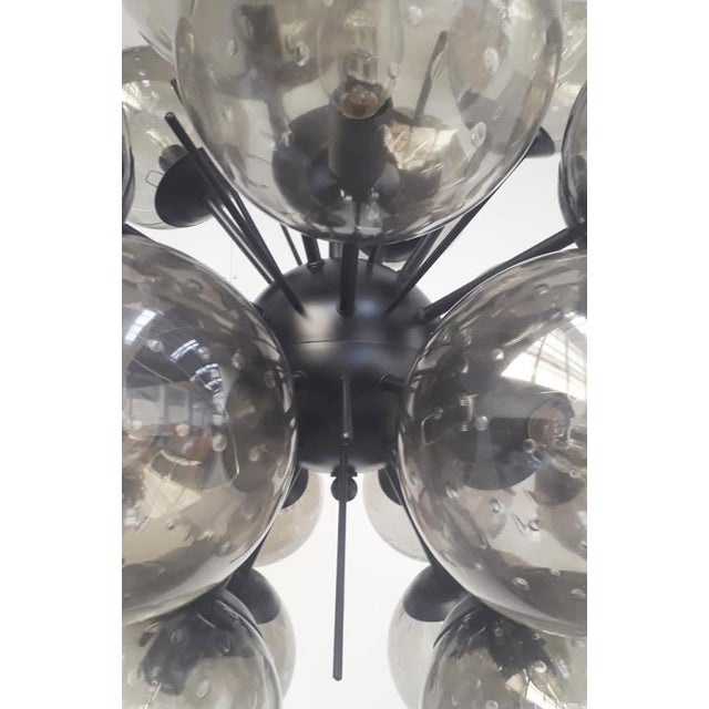 Glass 21st Century Ventiquattro Black Powder Coat Smoky Bubbles Murano Sputnik Chandelier by Fabio LTD For Sale - Image 7 of 7