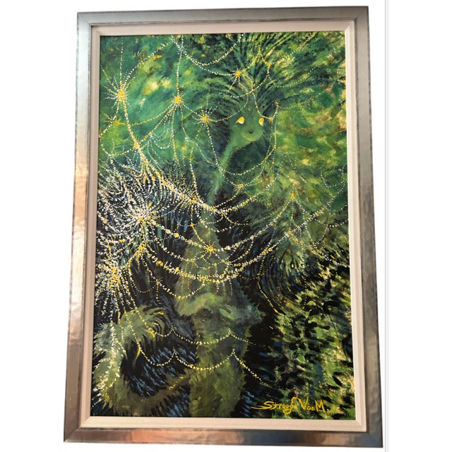 Dr Seuss Painting Green Cat With Lights Framed Very Rare For Sale - Image 11 of 17
