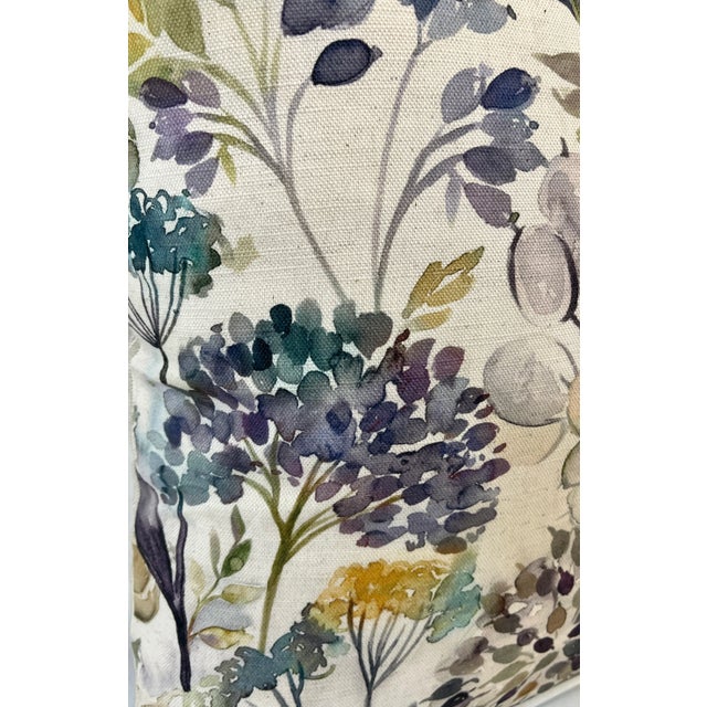 20" Square Decorative Throw Pillow Decorated With a Muted Purple & Tan Water Color Look Floral Pattern - Made in the U K For Sale In Dallas - Image 6 of 12