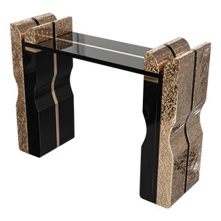 "Amendola" Console With Bronze and Stainless Steel, Handmade For Sale
