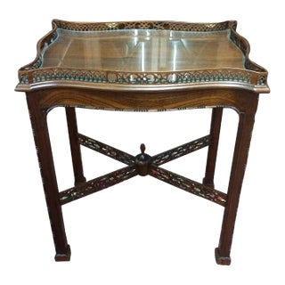 Vintage Georgian Style Table, Accent Table, Pierce Carved Mahogany Table For Sale