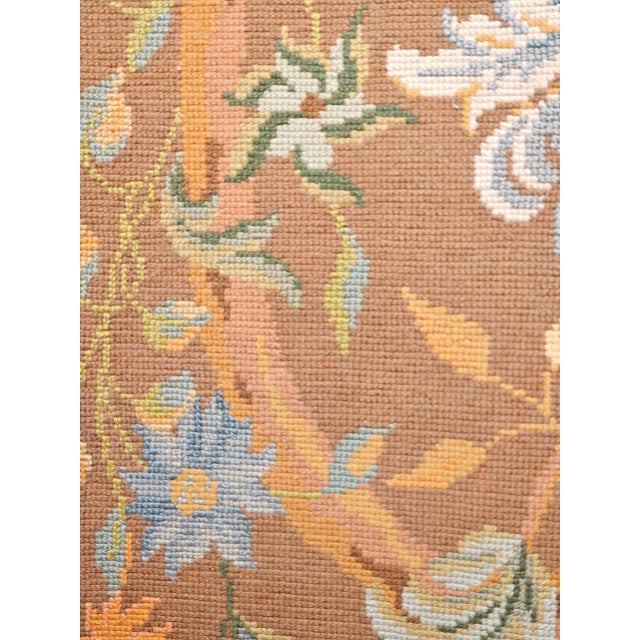 Vintage French Needlepoint Runner, Handwoven Wool, Tree of Life Pattern, Brown & Blue, 4’ X 15’ For Sale - Image 15 of 17
