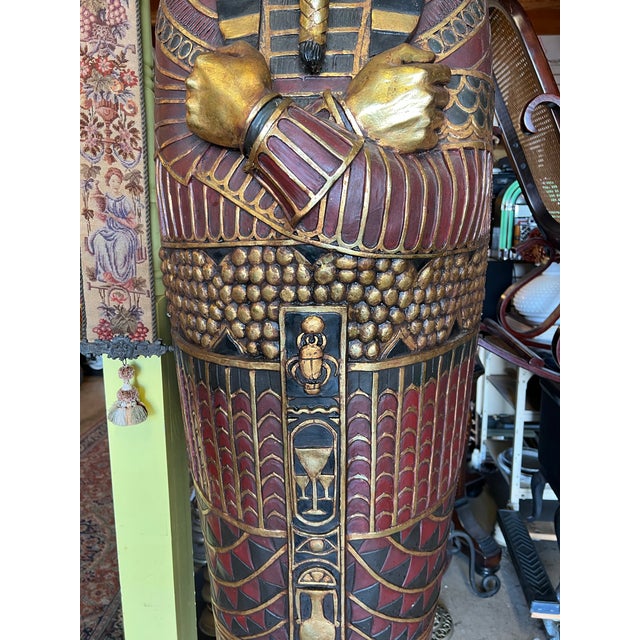Gold Vintage Life Size Sarcophagus Cabinet 76” Egyptian Pharaoh King Tut For Sale - Image 8 of 11