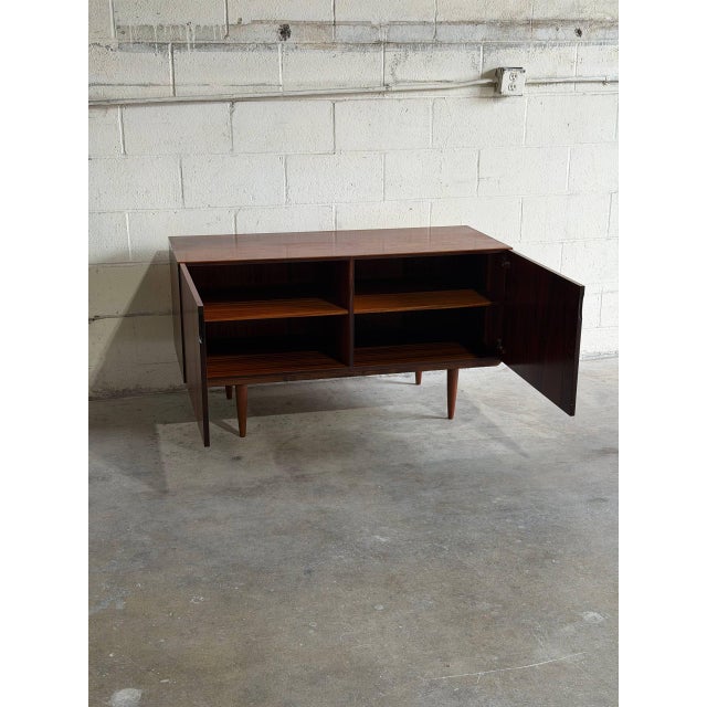 Mid-Century Modern Rosewood Sideboard Credenza Low Storage Unit With Tapered Legs Denmark 1960s For Sale - Image 3 of 10