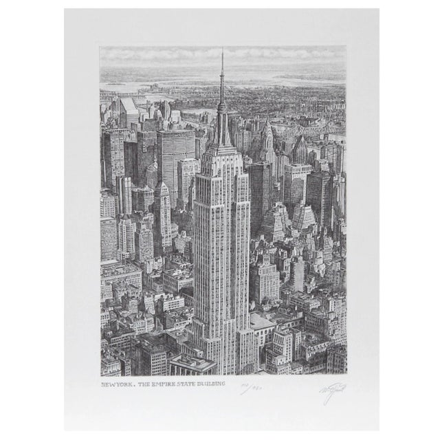 Walter Tjart NY The Empire State Building Etching For Sale