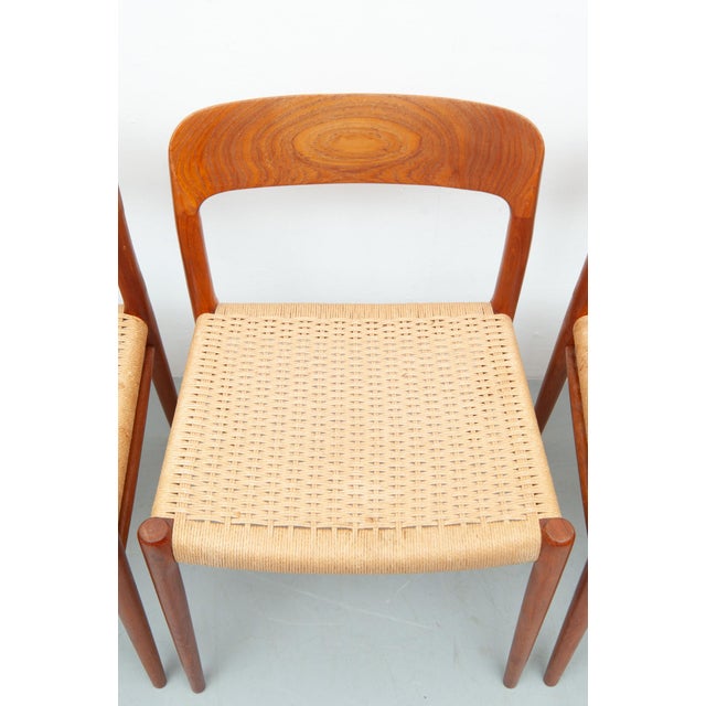 Vintage Model 75 Dining Chairs in Teak by Niels Otto Møller for J. L. Møller Møbelfabrik, 1950s, Set of 4 For Sale - Image 9 of 18