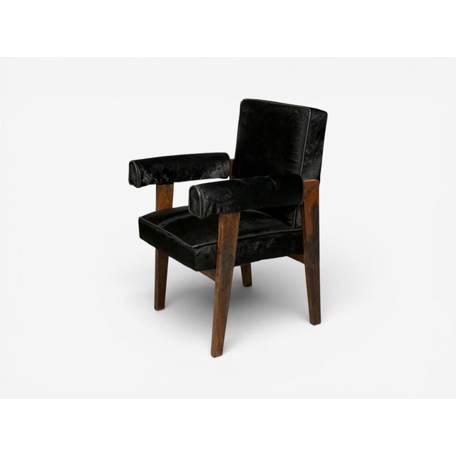 Pierre Jeanneret, Advocate Armchairs, Black Cowhide, Teak, Chandigarh, 1960s For Sale In New York - Image 6 of 10