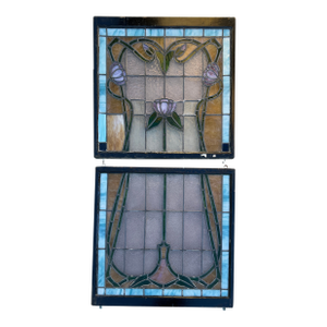 Antique American Art Nouveau Stained Glass Windows