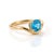Contemporary Curved Swiss Blue Topaz Solitaire Ring • 18k Gold Plated Wave Band Stackable Ring • December Birthstone Ring Us 7 For Sale - Image 3 of 3