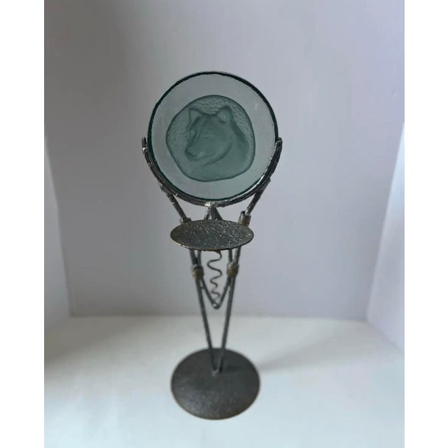 Brutalist Metal & Art Glass Fox Sculpture on Stand | Organic Modern Lodge Accent For Sale In Indianapolis - Image 6 of 7