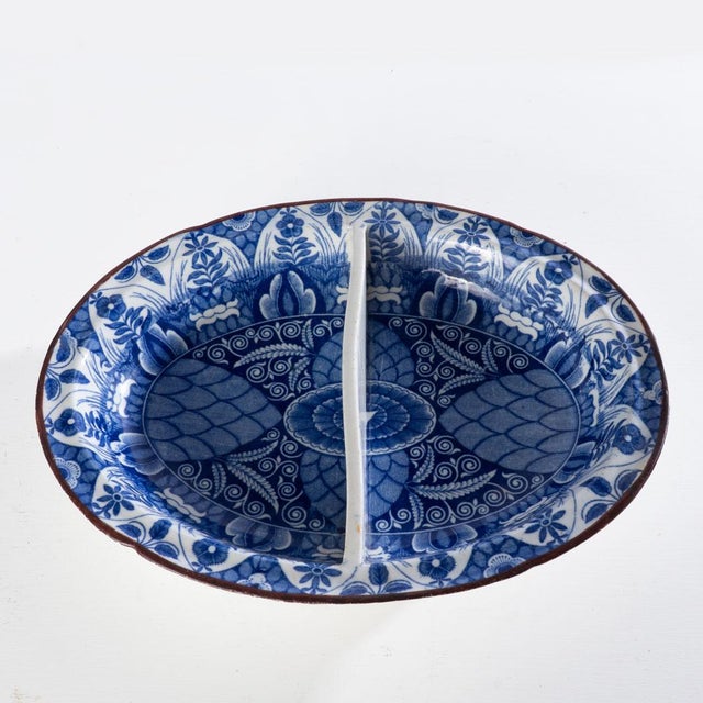 Early 20th Century Antique Transferware Divided Bowl For Sale - Image 5 of 7