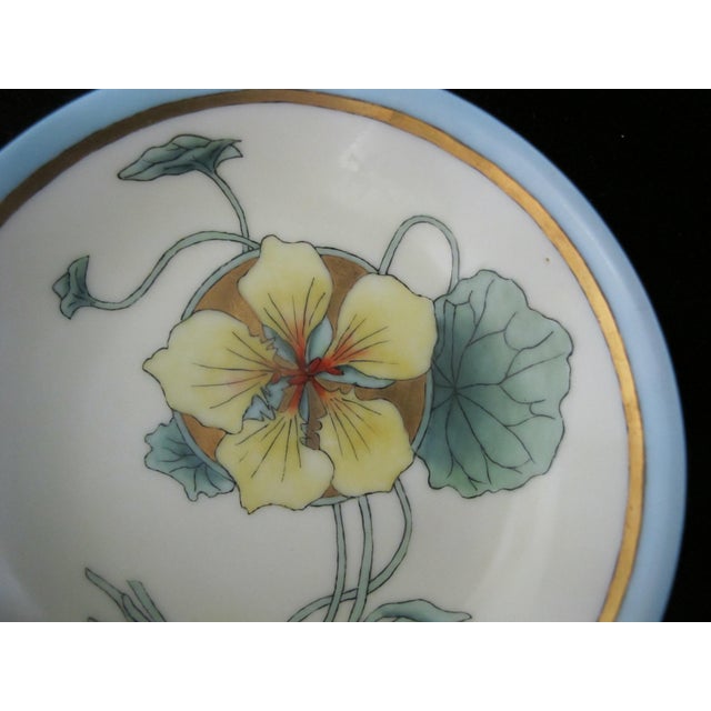 T&v Limoges France Art Nouveau Yellow & Gold Flower Small Bowl or Saucer Set For Sale In Portland, OR - Image 6 of 9