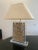 Balinese Carved Panel Table Lamp in Lucite Frame With Brass Hardware For Sale In Los Angeles - Image 6 of 9