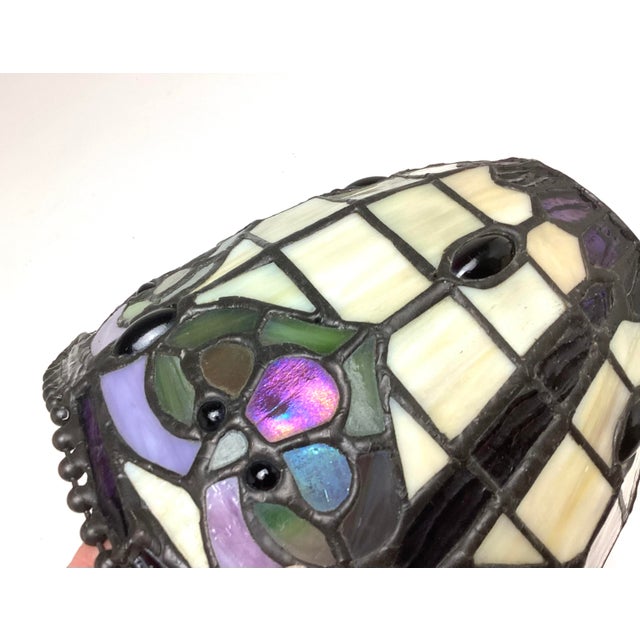 Glass 1990s Tiffany Style Slag Glass Lamp Shade Multicolor With Marble Glass For Sale - Image 7 of 7