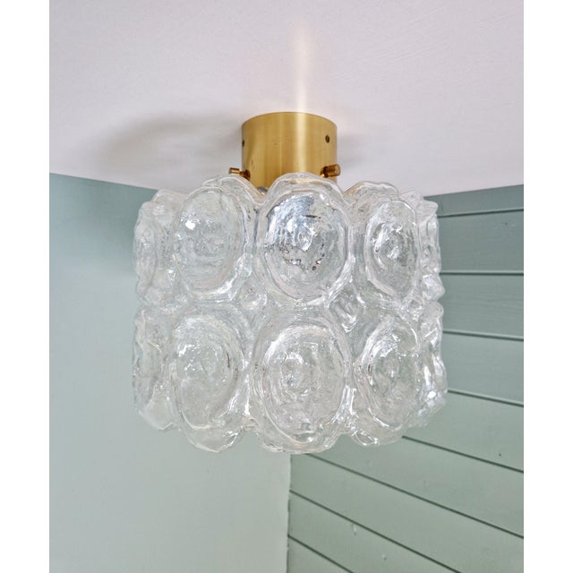 Ceiling Light in Brass and Textured Clear Glass by Helena Tynell for Glashütte Limburg, 1970 For Sale - Image 16 of 16