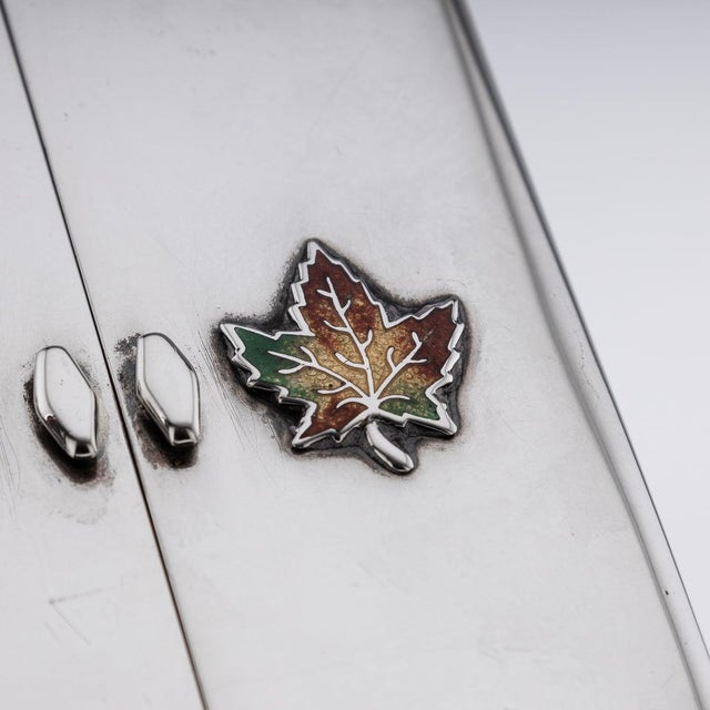 Metal Vintage Canadian Silver and Enamel Playing Cards Box, 1920 For Sale - Image 7 of 18