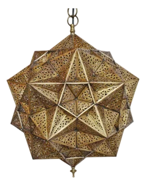 Vintage Indian Brass Origami Star Pendant Light Small
