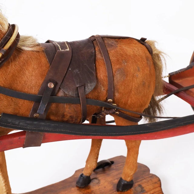 Wood Large Vintage Toy Horse and Cart For Sale - Image 7 of 12