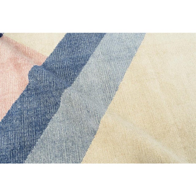 Modern Handloom Wool Wool & Cotton Modern Rug. 9'00" X 12'00" For Sale - Image 3 of 4