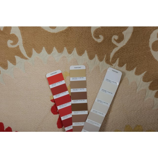 Suzani White Washed Tapestry 5' X 5'5'' For Sale - Image 10 of 10