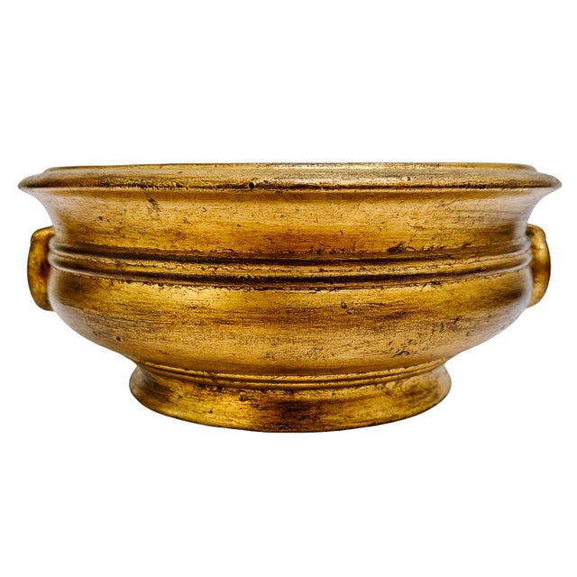 Gold Vintage Italian Florentine Gilt Plaster Footed Centerpiece Bowls - A Pair For Sale - Image 8 of 10
