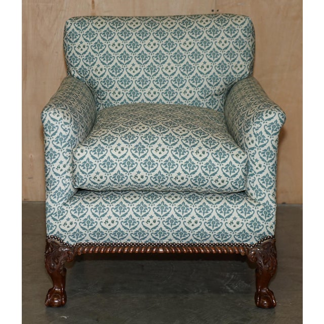 Claw & Ball Feet Armchair with Ticking Fabric For Sale - Image 6 of 18