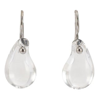 Tiffany & Co. Elsa Peretti Platinum Rock Crystal Teardrop Pierced Dangle Earrings, A Pair For Sale