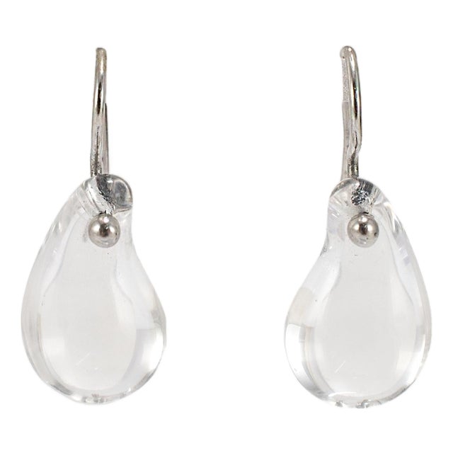 Tiffany & Co. Elsa Peretti Platinum Rock Crystal Teardrop Pierced Dangle Earrings, A Pair For Sale