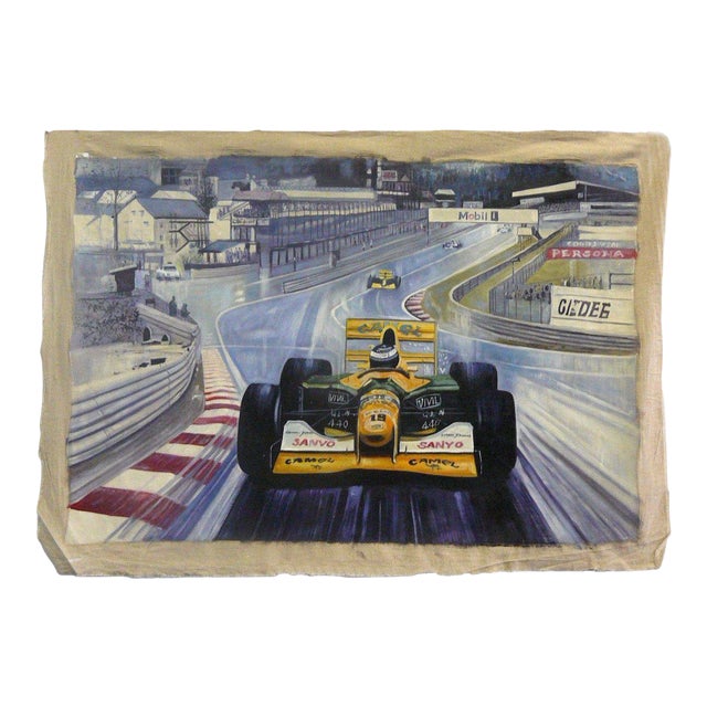 Formula One Race Cars On Track Oil Paint Canvas Art Wall Decor