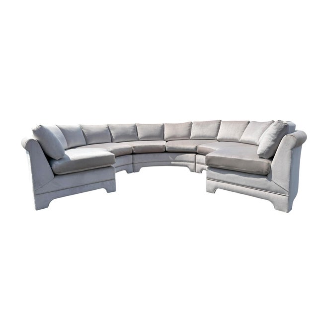 Wood Vintage Thayer Coggin for Milo Baughman Semi-Circular 3-Piece Sectional Sofa For Sale - Image 7 of 11