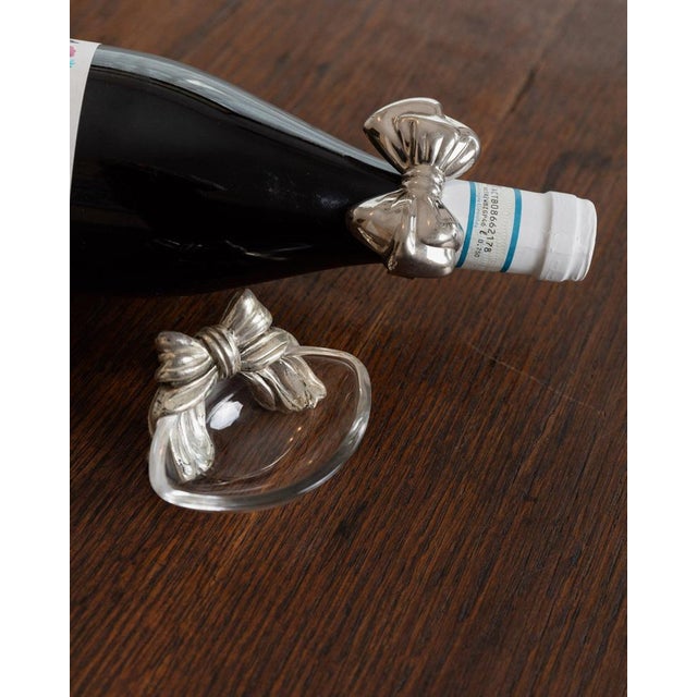 Vintage Bottle Accessories Silver-Plated Bows, Set of 2 For Sale - Image 3 of 11