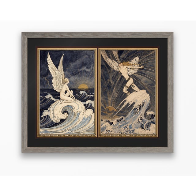 Atelier Aria Lumae Art Nouveau Symbolist Ethereal Figures Original Hybrid Fine Art Gallery Board Diptych Set For Sale - Image 14 of 14