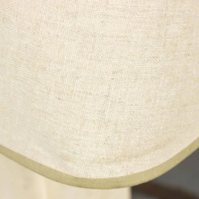 Large French Mid-Century Rectangular Travertine Table Lamp With Brass Base, 1960s For Sale - Image 10 of 12