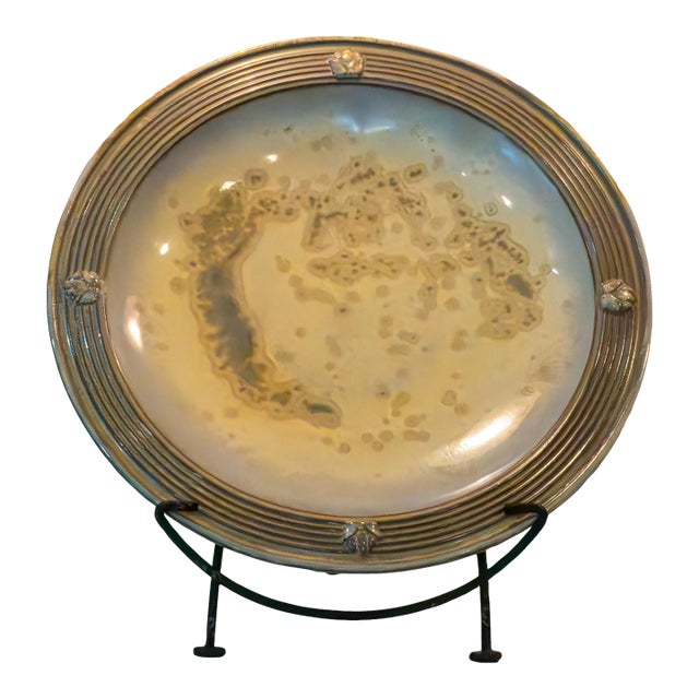 21" Global Views Crystalline Charger – Olive Glaze – Oversized "Hero" Piece For Sale