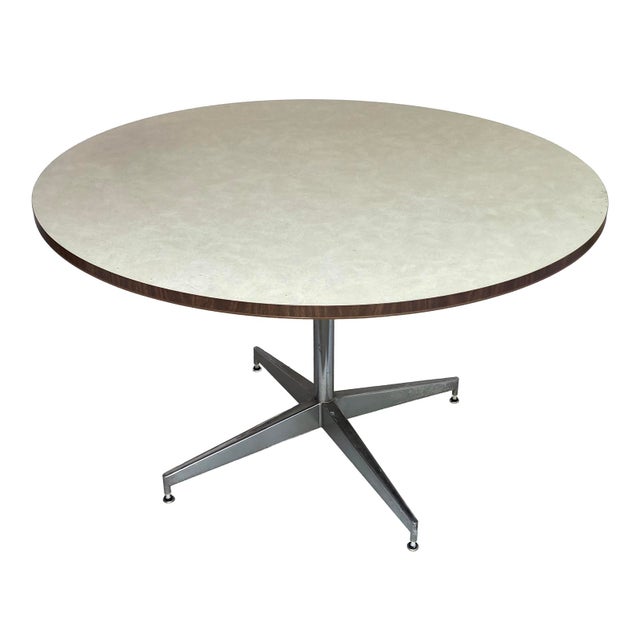 Mid-Century Modern 1960s MCM Eames Style 4' Round Table Metal Base For Sale - Image 3 of 11