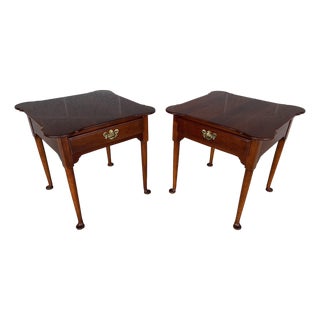 Vintage Porringer Top Cherry Side Tables - A Pair For Sale